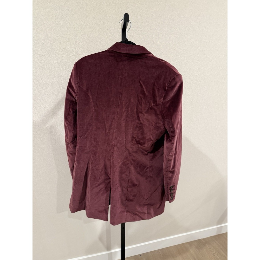 Peruvian‎ Connection Burgundy Blazer Velvet cotton blend Size 14 - Picture 4 of 7
